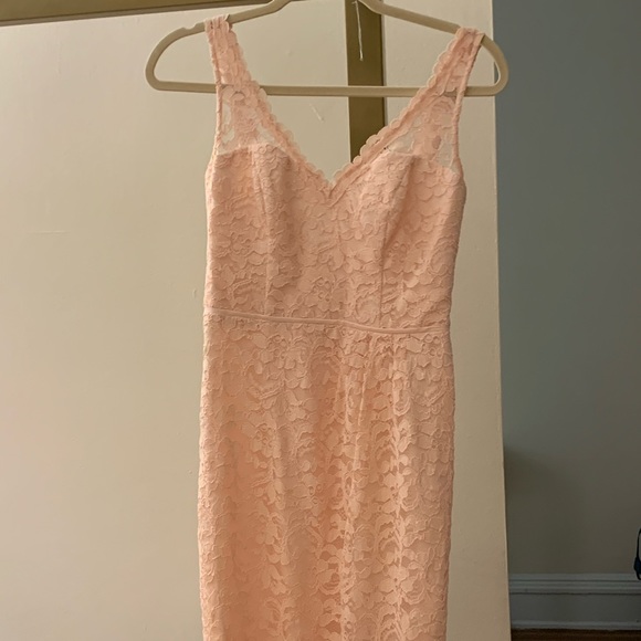 David’s Bridal Lace Bridesmaid Dress in blush - Picture 3 of 5